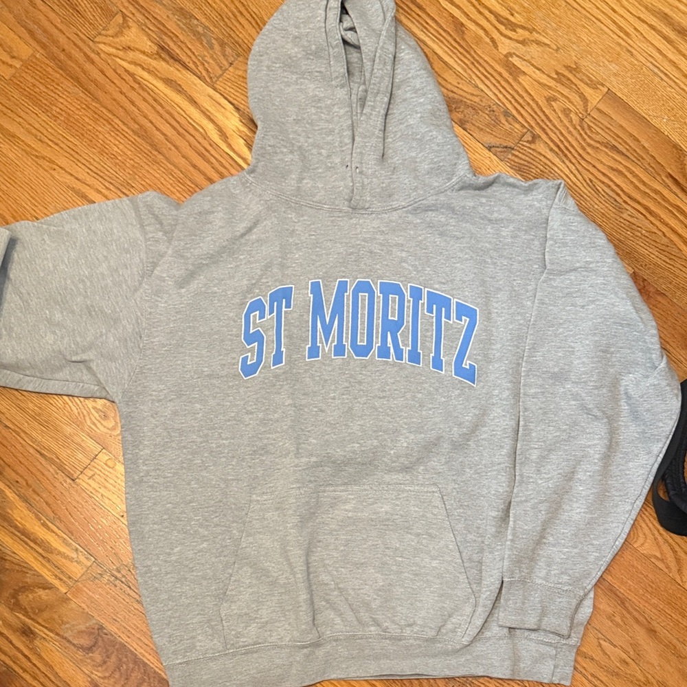 Brandy Melville Gray Hoodie with Blue Lettering